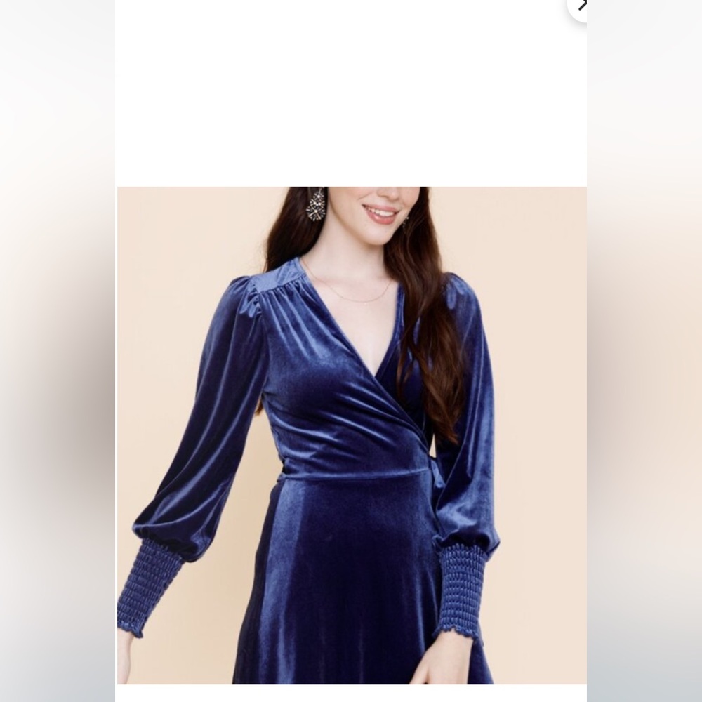 Mi Ami Blue Velvet Wrap Dress